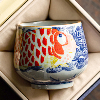 Dragon Fish Luohan cană ceramică pentru ceai – ceașcă unică pentru Gongfu ceai