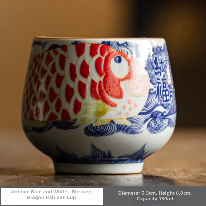 Dragon Fish Luohan cană ceramică pentru ceai – ceașcă unică pentru Gongfu ceai