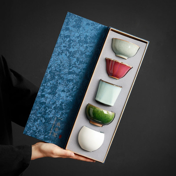 Set de ceai din cinci cuptoare ceramice renumite, cești Kung Fu, ceașcă ceramică de maestru, cești și boluri de ceai premium