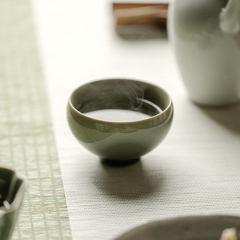 Cească de ceai retro Yue kiln Longquan celadon, Manshan Master, porțelan, accesorii kung fu pentru ceai, ceașcă mare pentru uz casnic