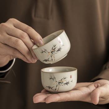 Ceașcă de ceai Ru Kiln cu glazură craquelată, set Gongfu ceai elegant, ceașcă mică de degustare