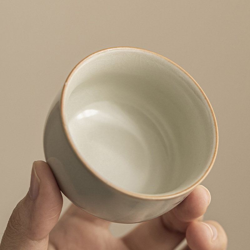 Ceașcă de ceai Ru Kiln cu glazură craquelată, set Gongfu ceai elegant, ceașcă mică de degustare