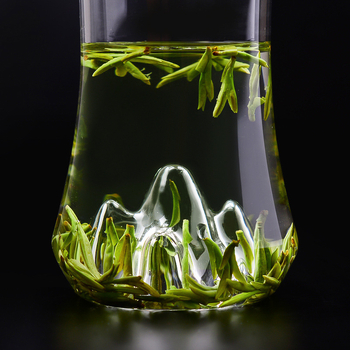 Un pahar nou din sticlă pentru ceai verde, pahar transparent rezistent la temperaturi, design creativ cu formă de munte pentru uz casnic