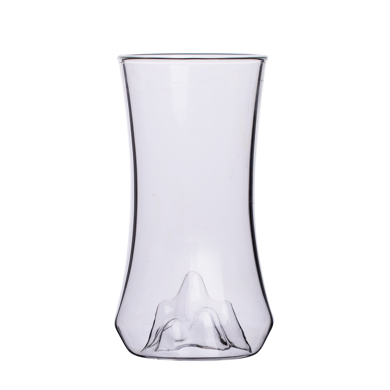 Un pahar nou din sticlă pentru ceai verde, pahar transparent rezistent la temperaturi, design creativ cu formă de munte pentru uz casnic