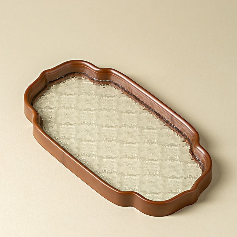Tavă de ceai din sticlă cu design Begonia, pentru uz casnic, stil minimalist, dimensiune mică, pentru ceai Gongfu, infuzie uscată, cu depozitare modernă a apei