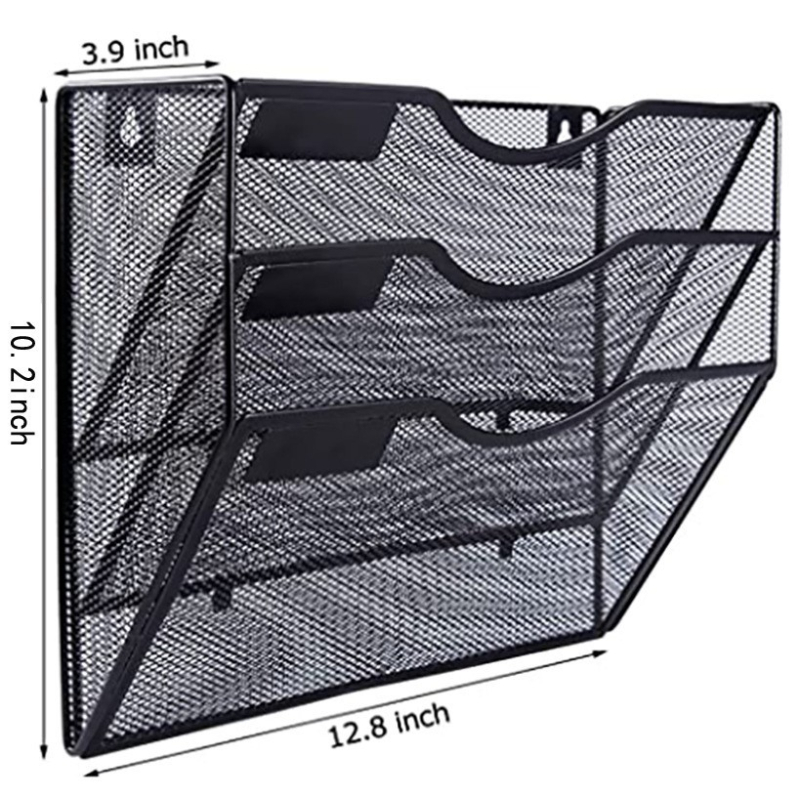 Raft metal de perete, 3 etaje, pentru fișiere, ziare și reviste
