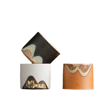 Ceașcă de ceai ceramică Su's – pictată cu glazură, peisaj în șase culori, portabilă