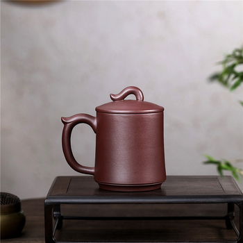 Set ceainic și ceașcă din lut mov purpuriu, sculptat manual, cu motiv Ruyi, pentru uz casnic și birou