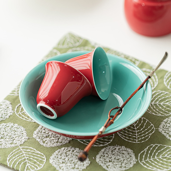 Ceașcă de ceai din ceramică roșie pentru Gongfu, mică, pentru uz casnic, stil chinez minimalist, porție unică.