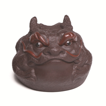 Ceașcă de ceai din lut mov, Dragon Tea Pet – sculptură ceramică, stil chinezesc, pentru birou