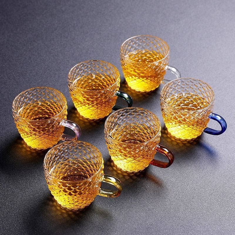 Ceșă de ceai din sticlă borosilicată transparentă, rezistentă la temperaturi înalte, stil Kung Fu, ceașcă de degustare a ceaiului