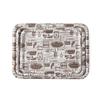 Tavă pătrată din plastic cu imprimeu de ziar, design pentru casă, tavă de ceai pentru sufragerie, potrivită pentru gustări, fructe și desert