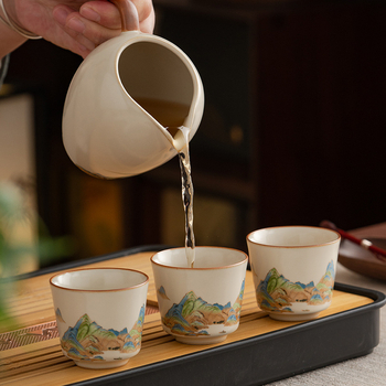 Ruyao ceașcă de ceai ceramică în stil Gongfu, motif râuri și munți, pentru uz casnic