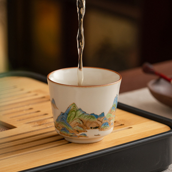 Ruyao ceașcă de ceai ceramică în stil Gongfu, motif râuri și munți, pentru uz casnic
