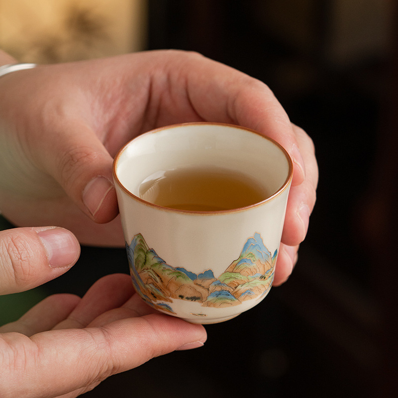 Ruyao ceașcă de ceai ceramică în stil Gongfu, motif râuri și munți, pentru uz casnic
