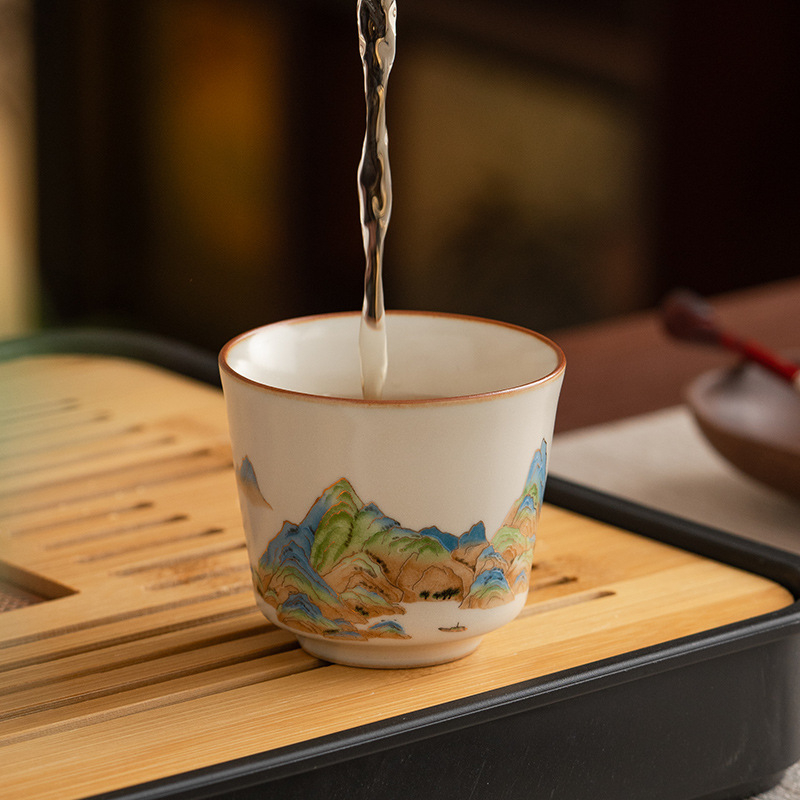 Ruyao ceașcă de ceai ceramică în stil Gongfu, motif râuri și munți, pentru uz casnic
