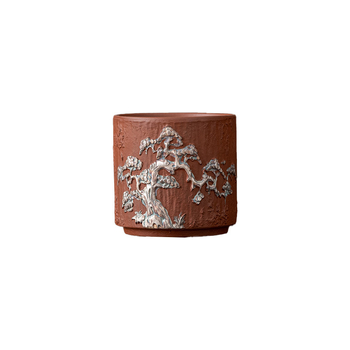Ceainic din lut purpuriu cu finisaj argintiu — set ceramic Gongfu pentru ceai cu ceașcă