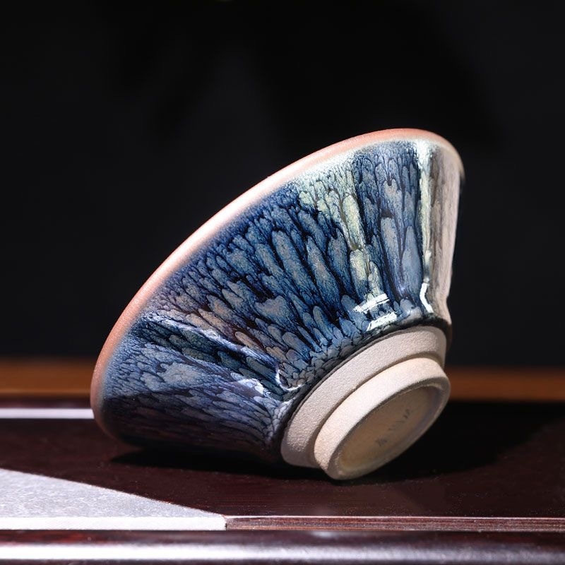 Ceașă de ceai Jianzhan, ceramică lucrată manual, mare dimensiune, culoare sub glazură, stil modern minimalist, cutie cadou