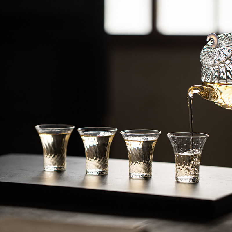 Pahar transparent din borosilicatat rezistent la temperatură pentru ceai, sake și vin alb; pahar pentru aromă; pahar personal