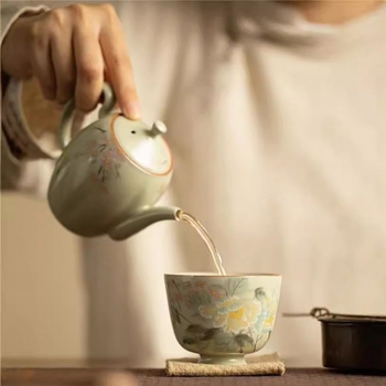 Ceașcă maestru din Ru kiln, ceșcuță de ceai porțelan Gongfu, ceașcă unică pentru oaspeți, ceașcă de degustare, set ceramic Gongfu pentru acasă, premium