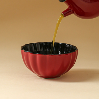 2025 Noul model Ceașcă de ceai ceramic roșu cu margine în formă de floare, Gongfu pentru degustare, utilizare personală