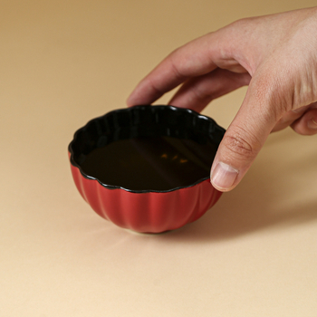 2025 Noul model Ceașcă de ceai ceramic roșu cu margine în formă de floare, Gongfu pentru degustare, utilizare personală