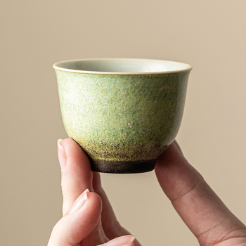 Ceașcă de ceai din porțelan ceramic, turnată în cuptor, stil retro, ceașcă principală, ceașcă individuală pentru uz casnic, set de ceai Kung Fu chinezesc, mică ceașcă de ceai