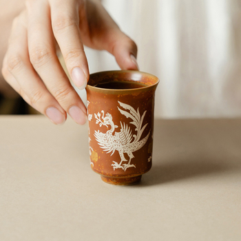 Ceșcă ceramică pentru ceai cu motiv Dunhuang Pasăre Verde, ceaiască aromată pentru uz casnic, stil Chinez nou, diametru mic