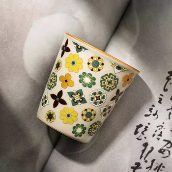 Ceașă de ceai din porțelan Ru Kiln cu design floral Bao Xianghua – cană ceramică mare pentru băuturi
