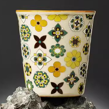 Ceașă de ceai din porțelan Ru Kiln cu design floral Bao Xianghua – cană ceramică mare pentru băuturi