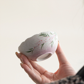 Stil chinezesc nou: ceașcă de ceai din lut alb brut, pictură manuală cu ramuri în nori și flori de glicină – ceramică pentru ceai Kung Fu, ceașcă personală