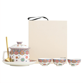 Set porțelan ceai și cafea cu motive Dunhuang și Orașul Interzis – pentru birou