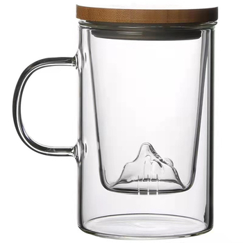 Set de ceai din sticlă transparentă, rezistentă la căldură, cu capac și filtru, design drept, stil minimalist japonez, pentru birou și casă