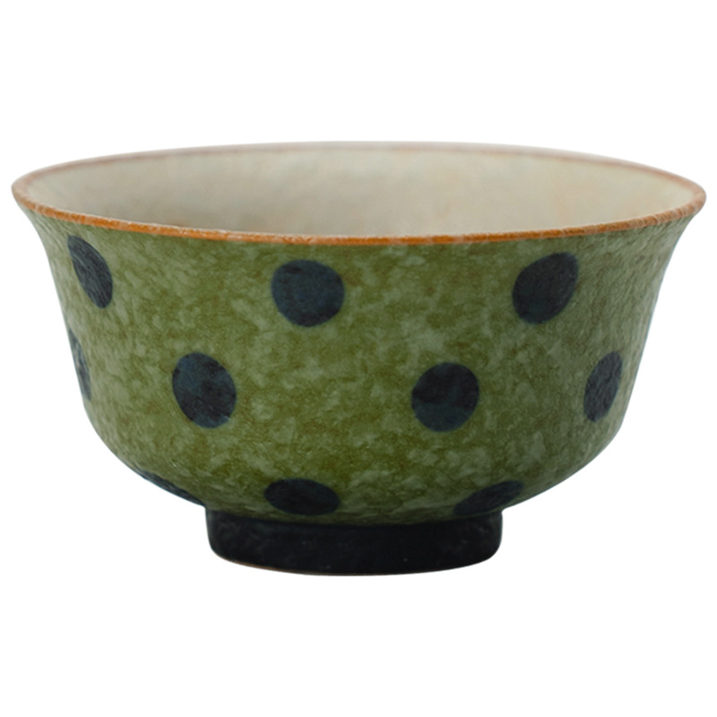 ceașcă ceramică de ceai cu puncte verde-portocalii, stil chinezesc nou, pentru uz personal acasă sau la birou, simplă și elegantă.