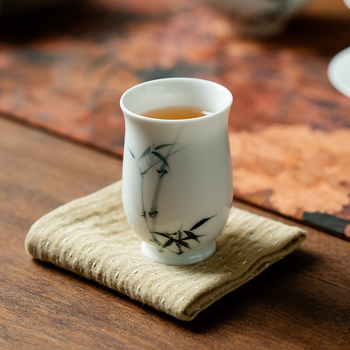 Ceașcă de ceai din ceramică, pictură manuală în stilul nou chinezesc, motiv bambus, design minimalist
