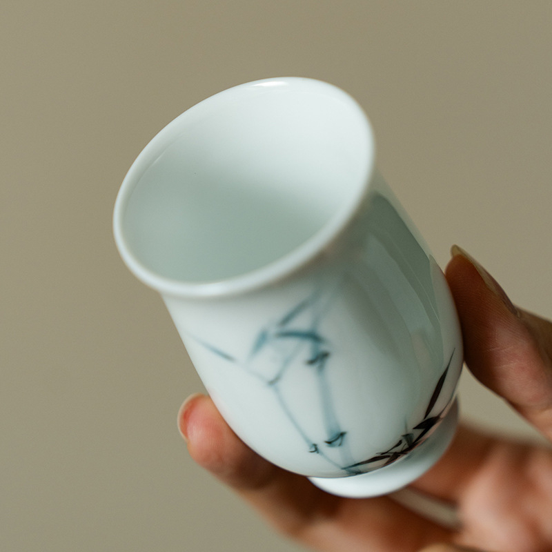Ceașcă de ceai din ceramică, pictură manuală în stilul nou chinezesc, motiv bambus, design minimalist