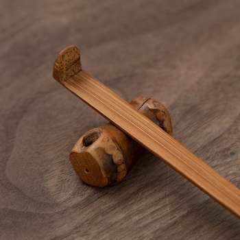 Set de ceai Kung Fu din bambus, cu clips pentru ceai și linguriță – accesorii pentru prepararea ceaiului