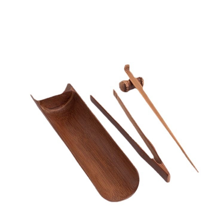 Set de ceai Kung Fu din bambus, cu clips pentru ceai și linguriță – accesorii pentru prepararea ceaiului