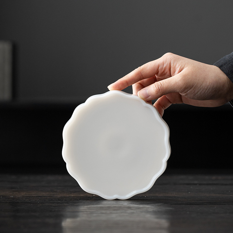 Guo Zhibao porțelan Ice Jade, suport pentru ceainic și tavă de ceai, porțelan alb – accesorii pentru setul de ceai