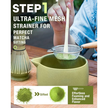 Suport ceramic pentru telul de matcha, verde mat, suport japonez pentru telul de ceai și accesorii pentru matcha inspirate din dinastia Song