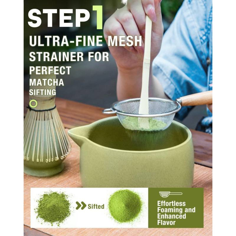 Suport ceramic pentru telul de matcha, verde mat, suport japonez pentru telul de ceai și accesorii pentru matcha inspirate din dinastia Song