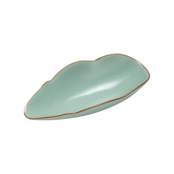 Set ceramic pentru ceremonia ceaiului, în culoare celadon, cu lingură de ceai și farfurie de degustare
