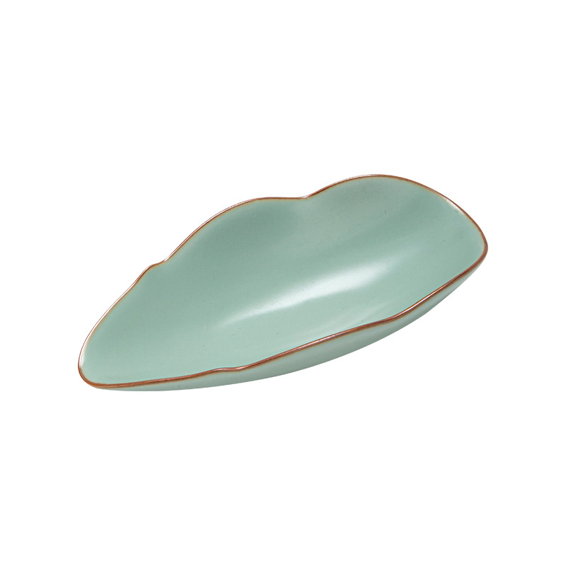 Set ceramic pentru ceremonia ceaiului, în culoare celadon, cu lingură de ceai și farfurie de degustare