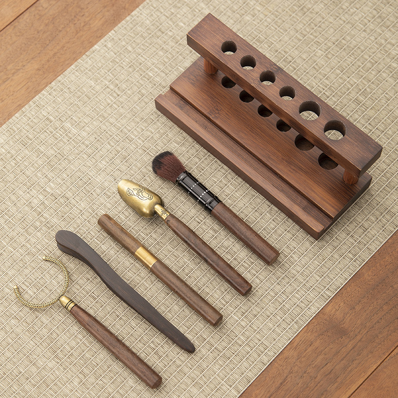 Set de ceremonie a ceaiului din 6 piese, ustensile Kung Fu pentru ceai, accesorii complete pentru ceremonia ceaiului, unelte pentru prepararea ceaiului, ac de ceai, clește pentru ceai, lingură de ceai