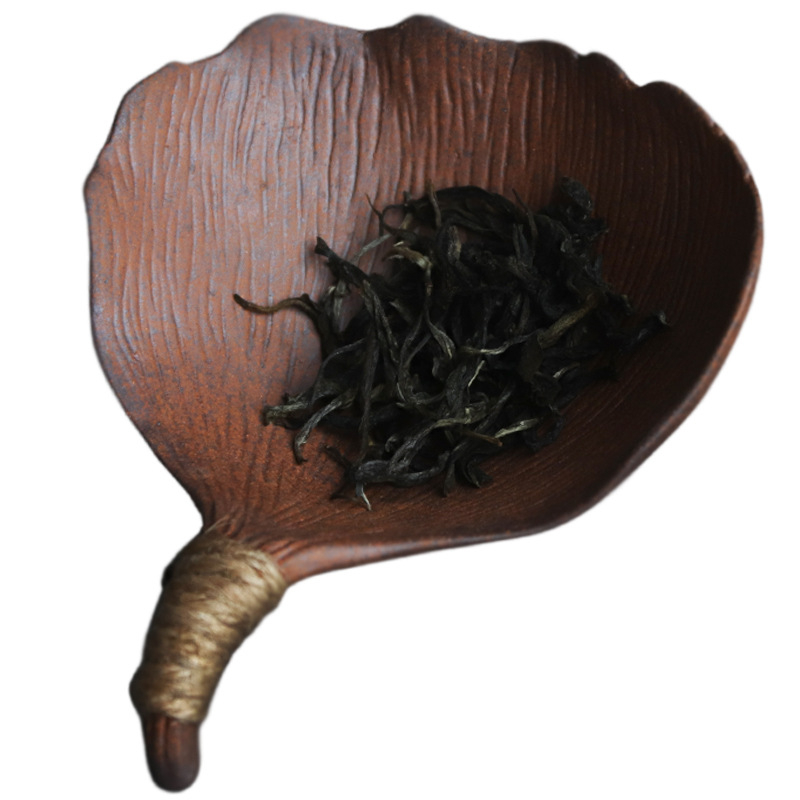 Lingură de ceai din ceramică rustică cu motiv de frunză – set ceai Kung Fu chinezesc, accesorii pentru ceai, linguriță de ceai, instrument de preluare ceai, farfurie sos