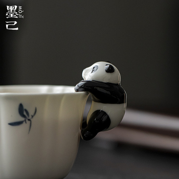 Moji Panda ceramic creativ cu capac – ornament suspendat pentru ceai de casă și accesorii pentru ceremonia ceaiului
