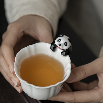 Moji Panda ceramic creativ cu capac – ornament suspendat pentru ceai de casă și accesorii pentru ceremonia ceaiului
