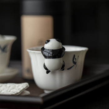Moji Panda ceramic creativ cu capac – ornament suspendat pentru ceai de casă și accesorii pentru ceremonia ceaiului