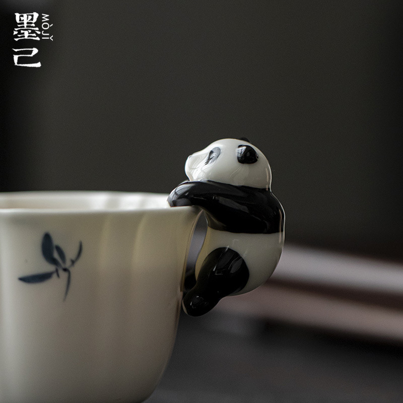 Moji Panda ceramic creativ cu capac – ornament suspendat pentru ceai de casă și accesorii pentru ceremonia ceaiului