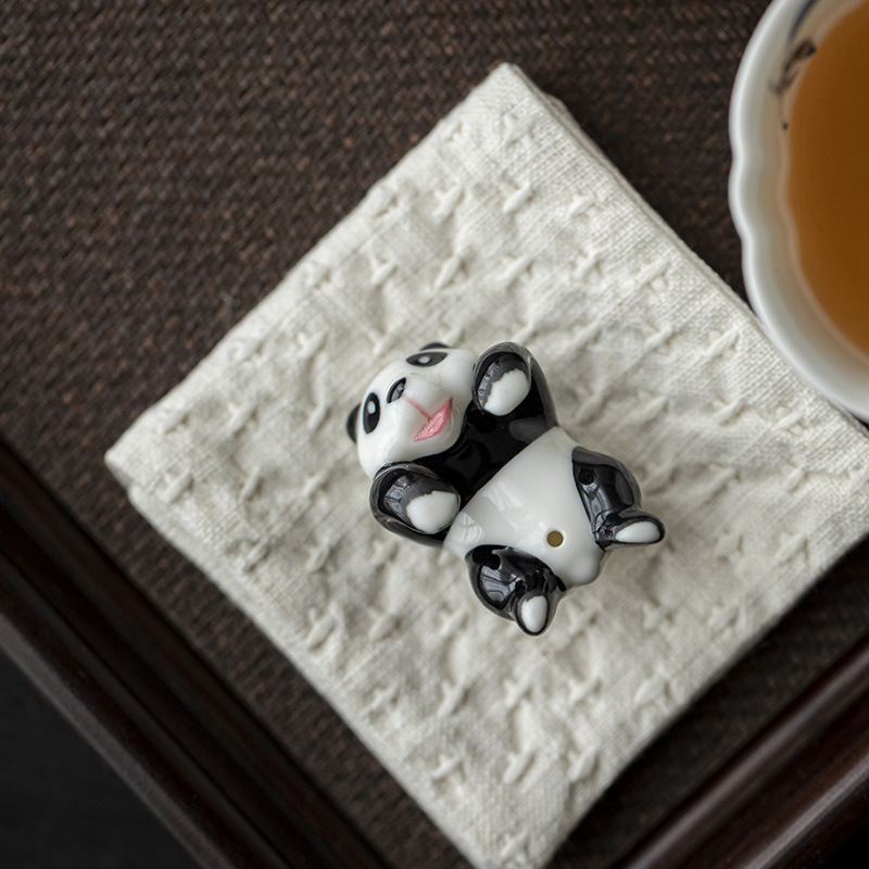 Moji Panda ceramic creativ cu capac – ornament suspendat pentru ceai de casă și accesorii pentru ceremonia ceaiului